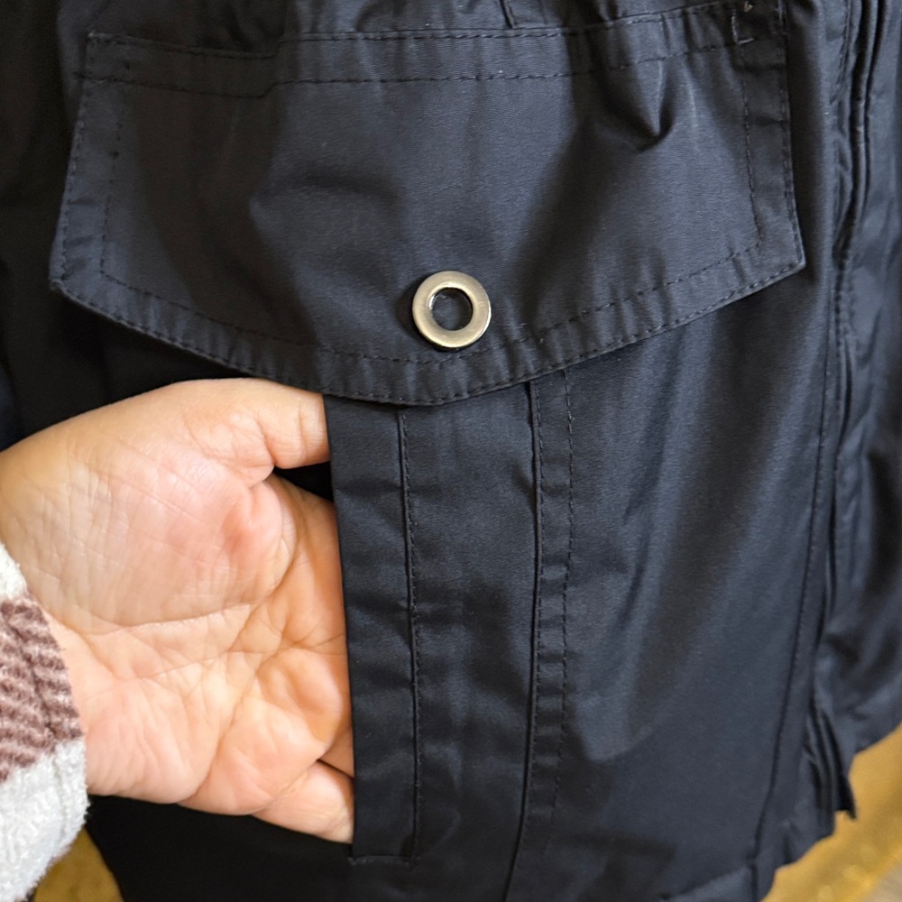St. John's Bay Women's Reversible Gray/Black Utility Jacket with Hood - Picture 6 of 13
